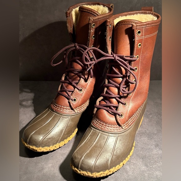 L.L. Bean Shoes - L.L. Bean Women's Bean Boots, 10" Shearling-Lined, Brown/Brown